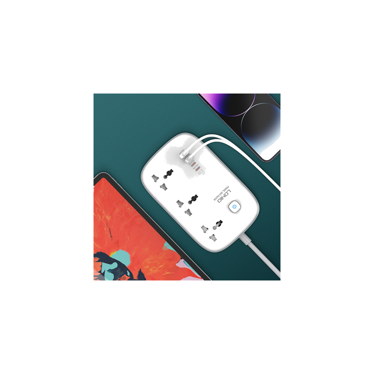 3-Outlet + 4 USB Strip